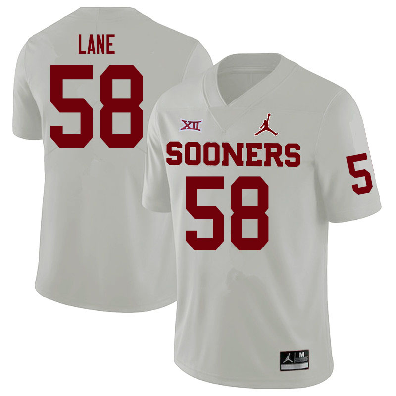 Men #58 Ethan Lane Oklahoma Sooners College Football Jerseys Sale-White - Click Image to Close